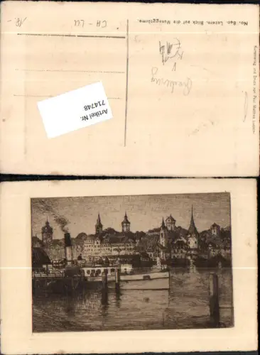 714748 Künstler AK Radierung Paul Matthes Luzern Lucerne Musegg Museggtürme