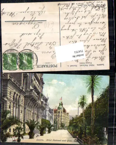 714751 Luzern Lucerne Hotel National Quai gel Deggingen Geiblingen pub E. Goetz 4048