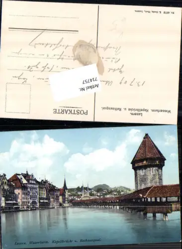 714757 Luzern Lucerne Wasserturm Kapellbrücke Rathausquai pub E. Goetz 4372