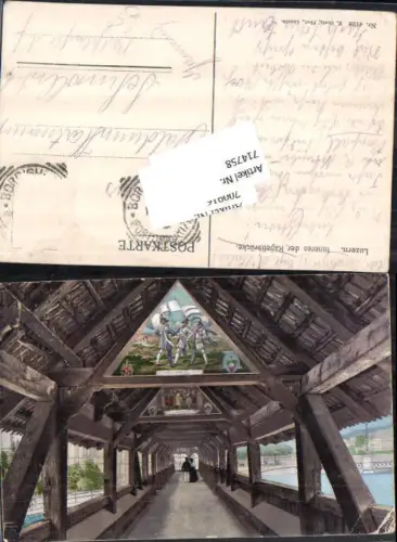 714758 Luzern Lucerne Wasserturm Kapellbrücke pub E. Goetz 4192 gel Schmölln