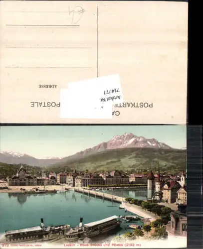 714777 Luzern Lucerne Neue Brücke Dampfer pub Photoglob 272