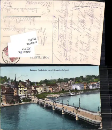 714792 Luzern Lucerne Seebrücke u. Schweizerhofquai Schiff Dampfer pub E. Goetz 4017