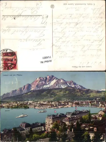 714801 Luzern Lucerne und der Pilatus pub E. Goetz 4343