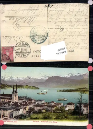 714803 Luzern Lucerne Hofkirche u. Alpen Schiffe Dampfer pub Photoglob 12