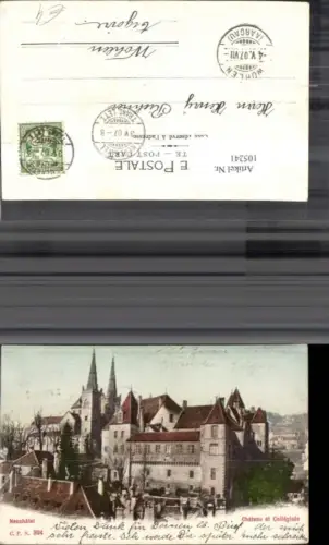 105241,Neuchatel Chateau et Collegiale 1907 Kanton Neuenburg
