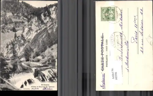 105356,St Sulpice Chutes et Sources de l�Areuse Kraftwerk 1906 Kanton Neuenburg