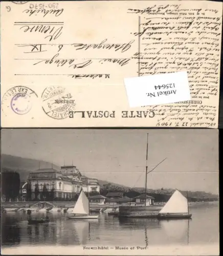 125644,Neuchatel NeuenburgMusee et Port Hafen Segelboote Segelboot Boot Segler 1902