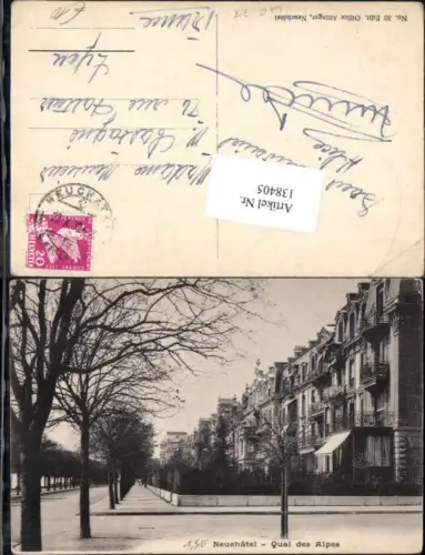 138405,Neuchatel Neuenburg Quai des Alpes Strassenansicht 1905