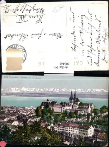 200443,Neuchatel Teilansicht Chateau et les Alpes Kirche Kt Neuenburg