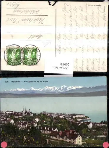 200444,Neuchatel Teilansicht Vue generale et les Alpes Kt Neuenburg