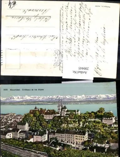200445,Neuchatel Teilansicht Chateau et les Alpes Kirche Kt Neuenburg