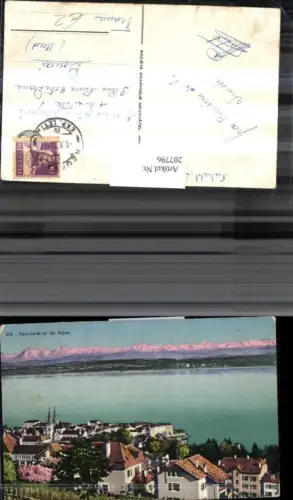 207796,Neuchatel Neuenburg Teilansicht et les Alpes