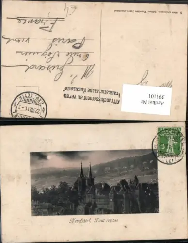 391101,Neuchatel Neuenburg Tout repose Schloss Mondschein Passepartout