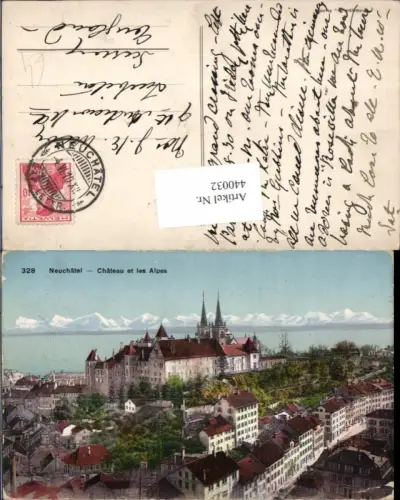440032,Neuchatel Neuenburg Chateau et les Alpes Schloss Bergkulisse