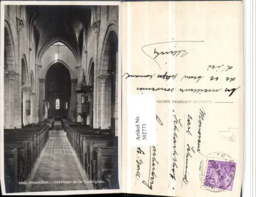 502771,Neuchatel Neuenburg Collegiale Interieur Kirche Kanzel