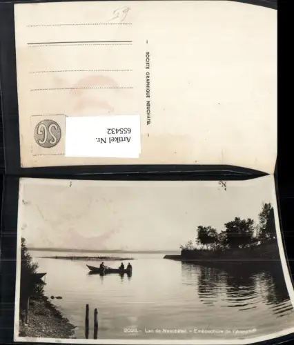 655432,Foto Ak Neuchatel Lac de Neuchatel Embouchure de l Areuse Ruderboot Neuenburg