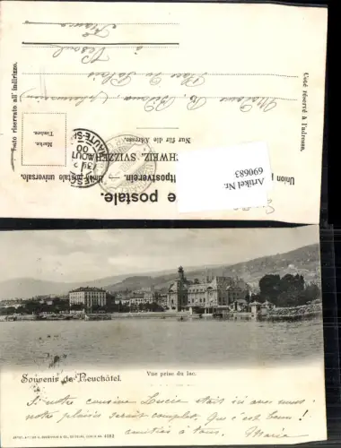 690683 Souvenir de Neuchatel Neuenburg Vue prise de Lac pub Atelier Guggenheim e Co. 4582