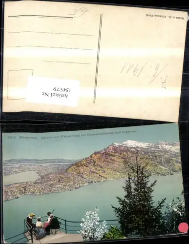 154579,Bürgenstock Känzeli a. Felsenweg m. Vierwaldstättersee u. Zugersee Ansicht Aussichtplattform m. Personen Kt Ni