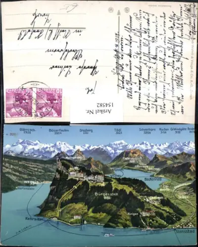 154582,Bürgenstock u. Umgebung m. Lagekarte 1937 Kt Nidwalden