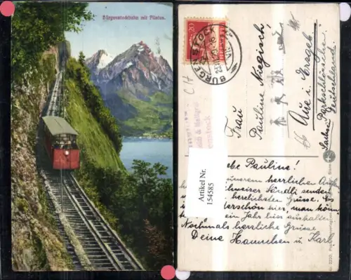 154585,Bürgenstockbahn m. Pilatus Bergbahn Drahtseilbahn 1929 Kt Nidwalden
