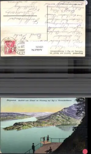 155151,Bürgenstock Ausblick v. Kränzeli a. Felsenweg a. Vierwaldstättersee u. Rigi Ansicht Aussichtspunkt m. Personen