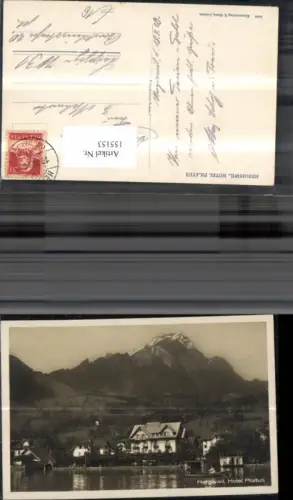 155153,Hergiswil Hotel Pilatus Vierwaldstättersee Ansicht m. Ruderboot 1929 Kt Nidwalden