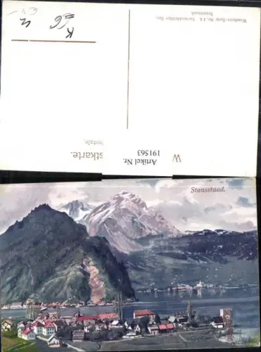 191563,Künstler AK R. Carl Stansstaad Teilansicht Vierwaldstättersee Kt Nidwalden