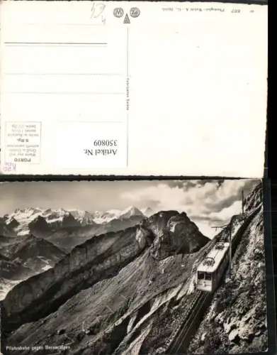 350809,Pilatusbahn Zahnradbahn b. Alpnach geg. Berneralpen Bergkulisse Kt Obwalden