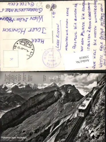 350810,Pilatusbahn Zahnradbahn b. Alpnach geg. Berneralpen Bergkulisse Kt Obwalden