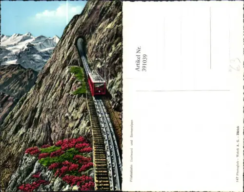 391039,Pilatusbahn Zahnradbahn Bergbahn Eselwand b. Alpnach Bergkulisse Kt Obwalden