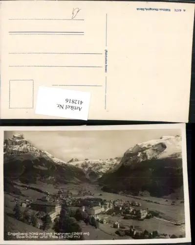 412816,Engelberg Totale m. Hahnen Spannörter u. Titlis Bergkulisse Kt Obwalden