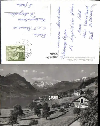 586466,Foto Ak Bruder-Klausen-Hof Wilen Sarnen m. Sarnersee u. Berner Alpen Sachseln Switzerland