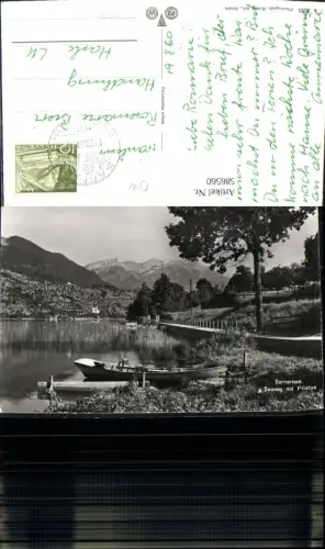 586560,Foto Ak Sarnersee Seeweg m. Pilatus Boote Ufer Sarnen Switzerland