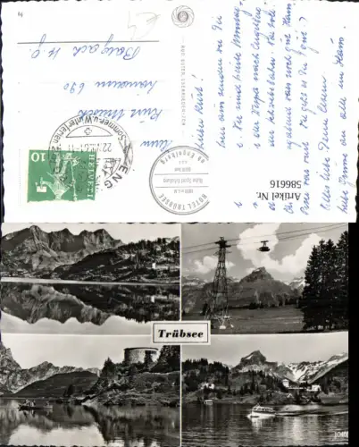 586616,Mehrbild Ak Trübsee Seilbahn Boot Schiff Engelberg Switzerland