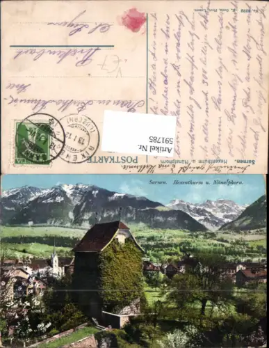 591785,Sarnen Hexenthurm u. Nünalphorn Switzerland pub E. Goetz 4292
