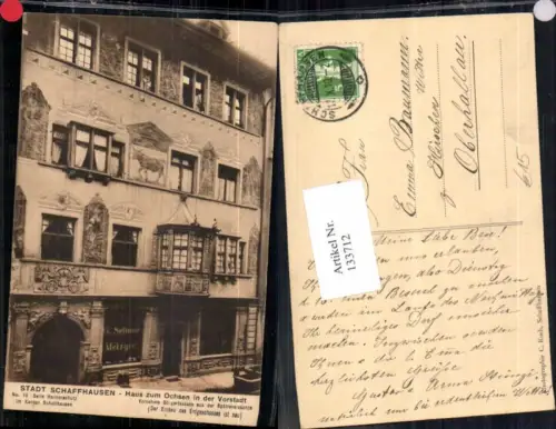 133712,Stadt Schaffhausen Haus zum Ochsen in der Vorstadt RAR Detail 1910