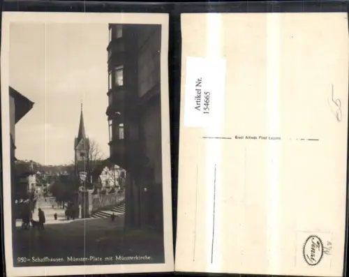 154665,Schaffhausen Münster Platz m. Münsterkirche Ansicht m. Personen Kt Schaffhausen