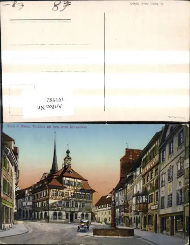 191582,Stein a. Rhein Rathaus m. d. alten Bauwerken Brunnen Automobil Kt Schaffhausen