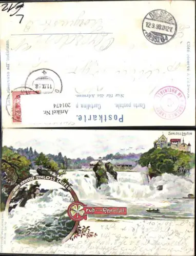 201474,Neuhausen a. Rheinfall Litho Schloss Laufen Kt Schaffhausen