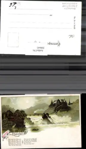 208643,Litho AK Gruß vom Rheinfall Wasserfall b. Laufen Gedicht Kt Schaffhausen