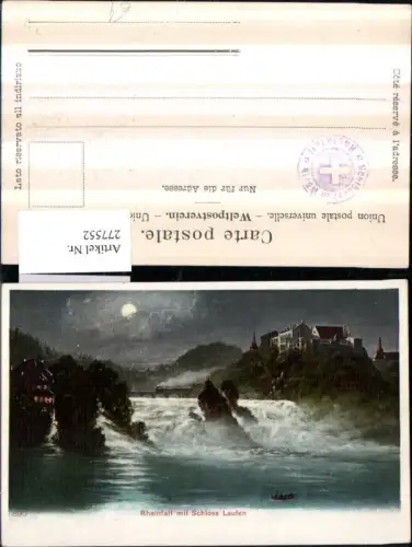 277552,Rheinfall Wasserfall m. Schloss Laufen Mondschein b. Neuhausen Kt Schaffhausen