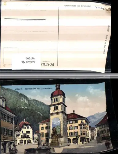 303996,Altdorf Marktplatz m. Tell-Denkmal Brunnen Turm Kt Schaffhausen