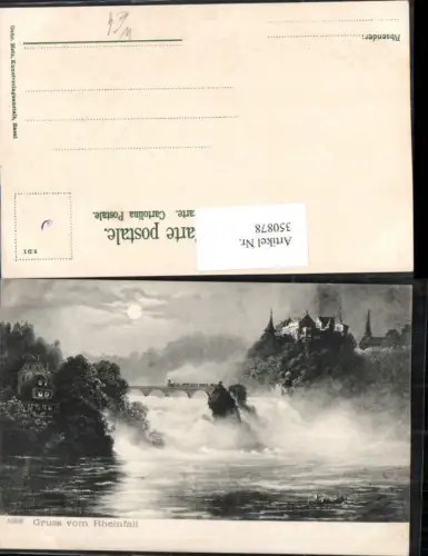 350878,Gruß vom Rheinfall Wasserfall b. Schaffhausen Schloss Mondschein