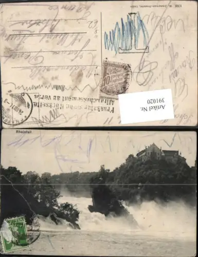 391020,Rheinfall Wasserfall b. Neuhausen m. Schloss Kt Schaffhausen