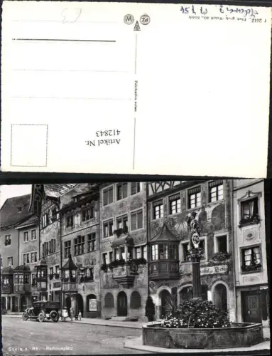 412843,Stein am Rhein Rathausplatz Brunnen Häuser Erker Kt Schaffhausen