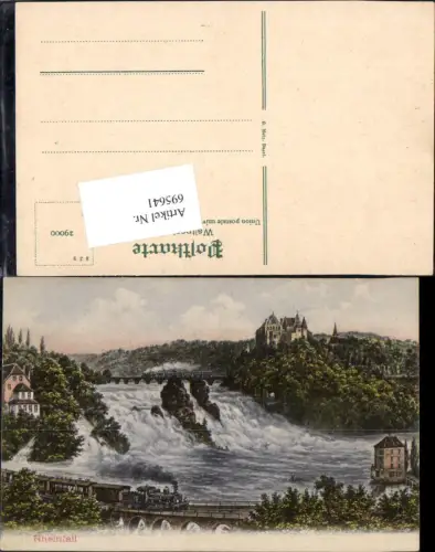 695641 Künstler AK Rheinfall bei Schaffhausen Lokomotive Laufen Schloss