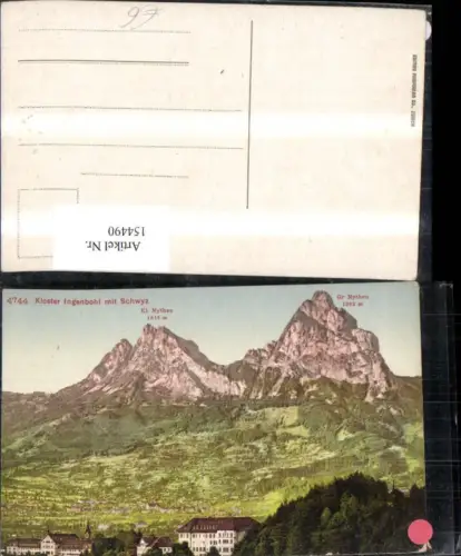 154490,Brunnen Kloster Ingenbohl m. Schwyz Mythen Kt Schwyz