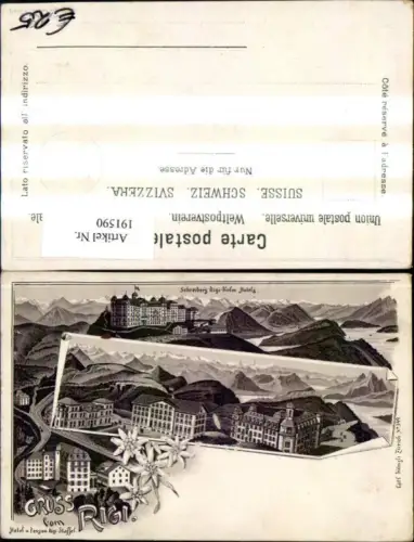 191590,Litho Rigi Schreiberg Rigi Kulm Hotel Pension Rigi Staffel Kt Schwyz