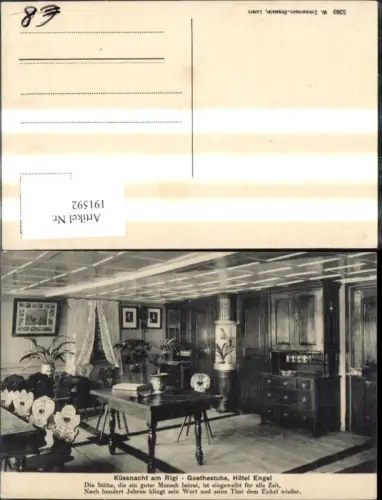 191592,Küssnacht a. Rigi Goethestube Hotel Engel Innenansicht Kt Schwyz