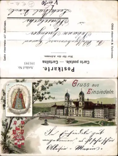 191593,Litho Einsiedeln Kloster Gnadenmutter pub Franz Schemm Kt Schwyz